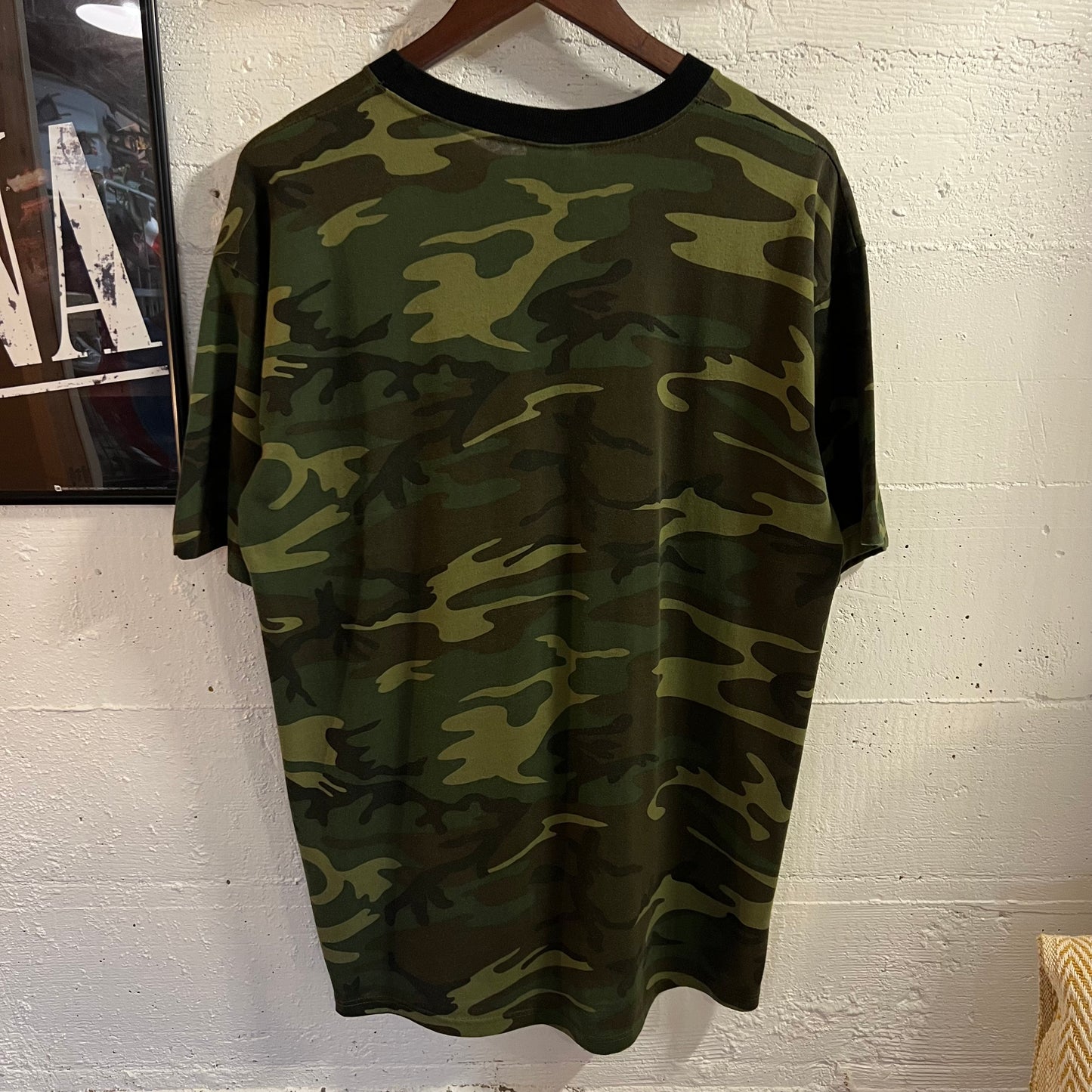 Vintage Army/Woodland Camo Single Stitch T-Shirt - Size Large - Made In USA - Earth Toned