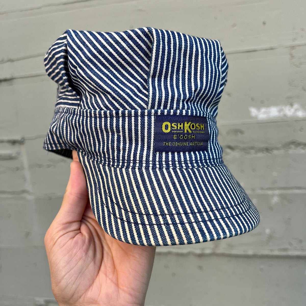 True Vintage 1970's Osh Kosh B'Gosh Hickory Stripe Railroad Engineer Adjustable Cap - O/S - Made In USA
