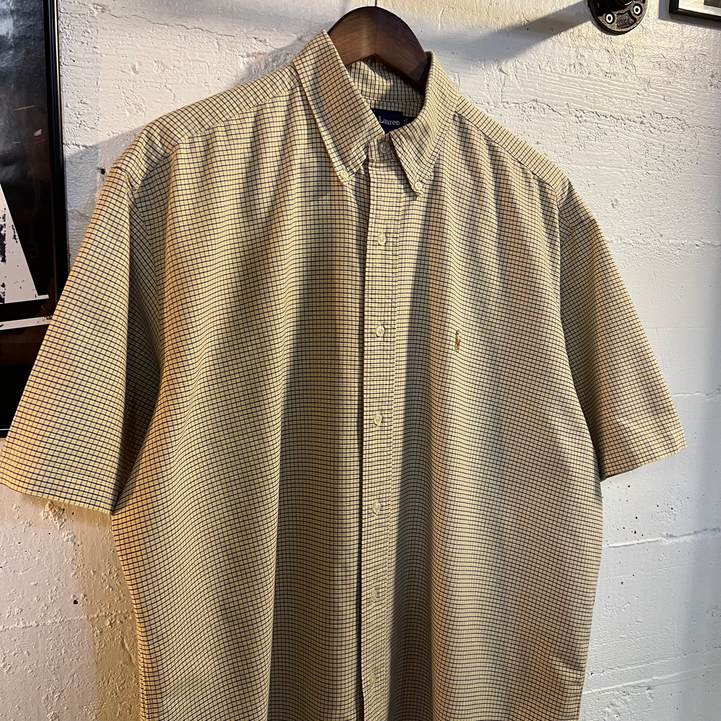 Vintage 90's Polo Ralph Lauren Blake Plaid Short Sleeve Oxford Shirt - Size Large - Yellow/Purple