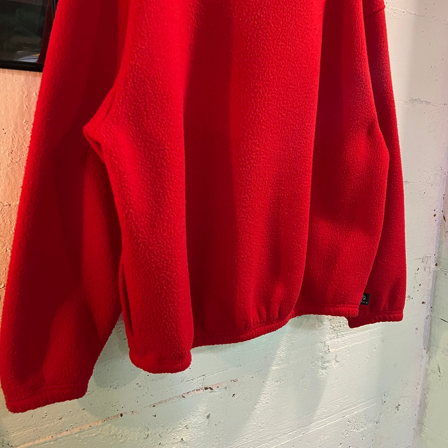 Vintage 90's Embroidered Seaside Quarter Zip Fleece Jacket - Size XL - Made In USA - Red/Black