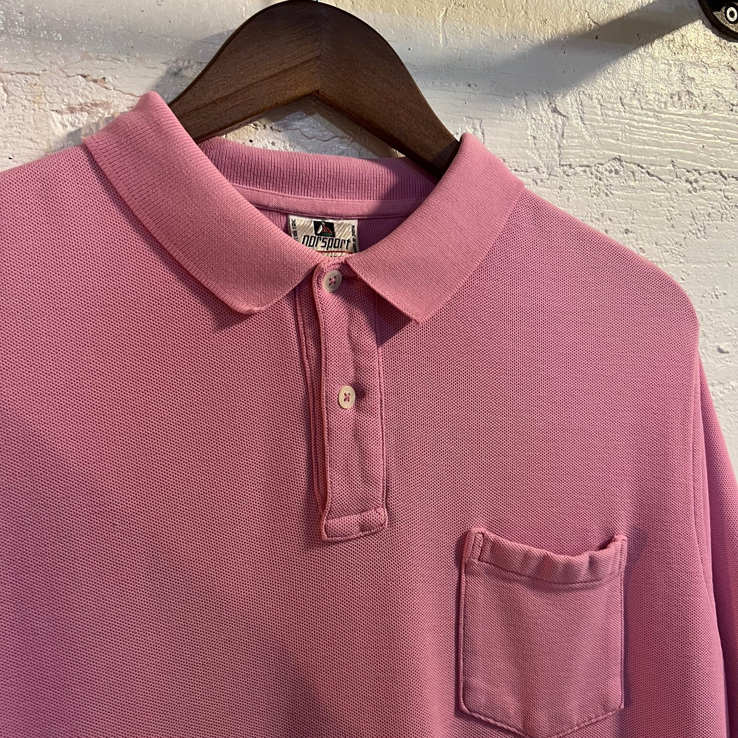 Vintage Norsport Polo Short Sleeve Shirt - Size Large - Pink