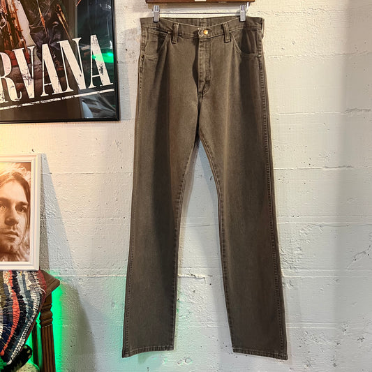 Vintage 90's Wrangler 13WMZBG Brown Denim Cowboy Cut Jeans - Size 32" x 34" - Made In USA - 100% Cotton - Brown