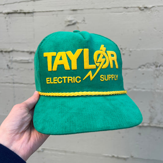 Vintage Taylor Electric Supply Portland Street Art Historical Building Corduroy Adjustable Snapback Hat - O/S - Made In USA
