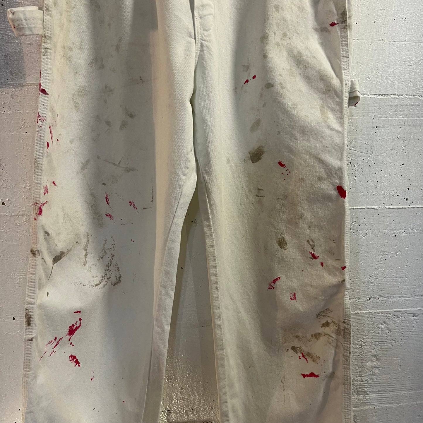 Dickies Distressed Relaxed Fit Utility Painter's Pants - Size 33" x 34" - White - 100% Cotton