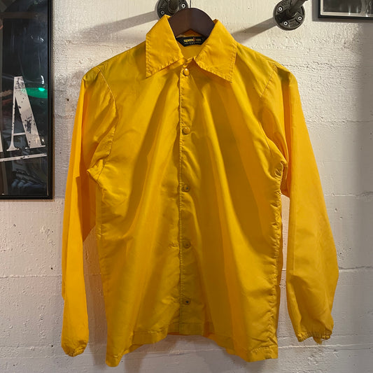 Vintage 70’s/80’s Spanjian Little League Allstars Snap Button Windbreaker Jacket - Size Youth Large - Made In USA (CA) - Yellow/Black