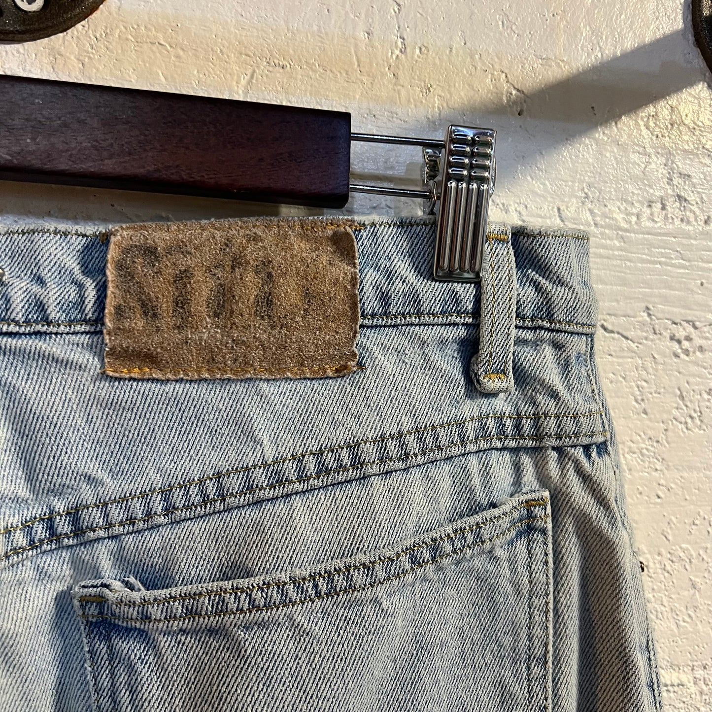 Vintage 90's Stonewash Cut Off Denim Shorts - Size 30" x 5" - Light Faded Indigo