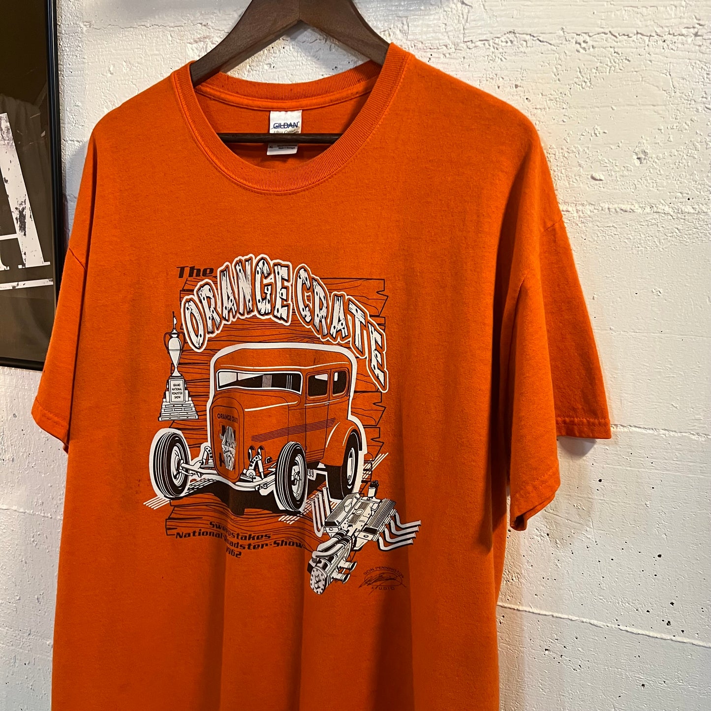 Vintage Distressed Sweepstakes National Roadsters Show T-Shirt - Size XL - Orange/White/Black