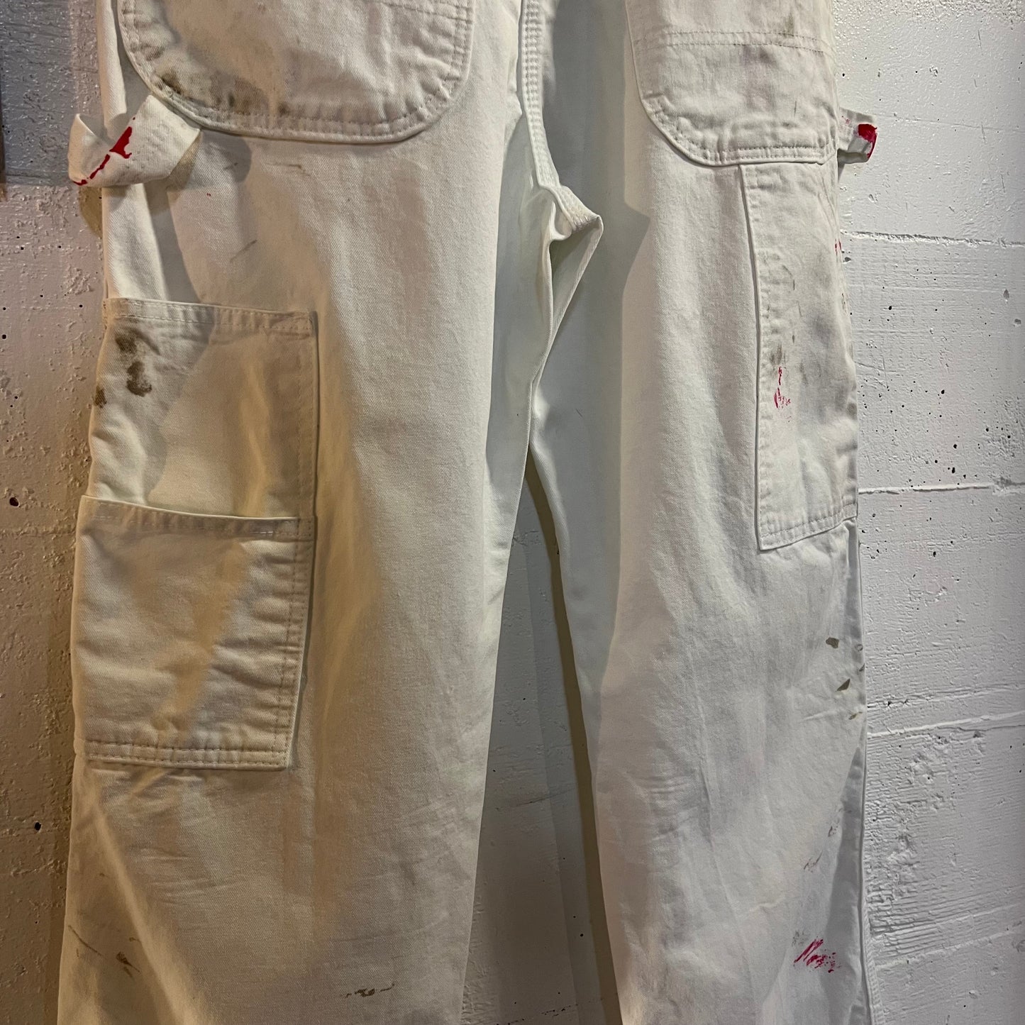 Dickies Distressed Relaxed Fit Utility Painter's Pants - Size 33" x 34" - White - 100% Cotton
