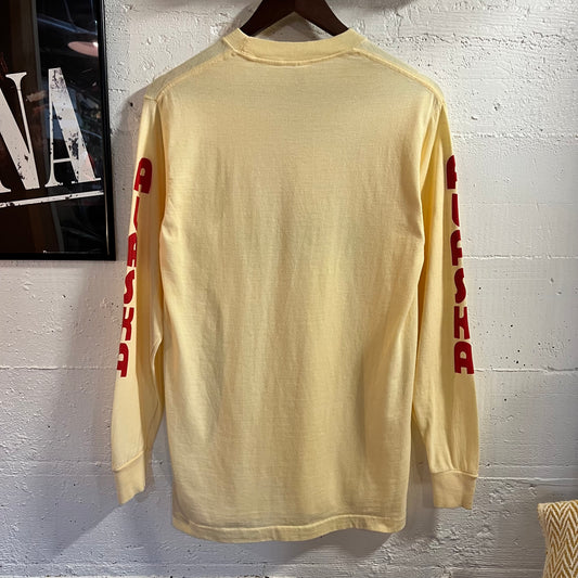 Vintage 80’s University Of Alaska, Anchorage Single Stitch Long Sleeve T-Shirt - Size Medium - Made In USA - Yellow/Navy/Orange/Red