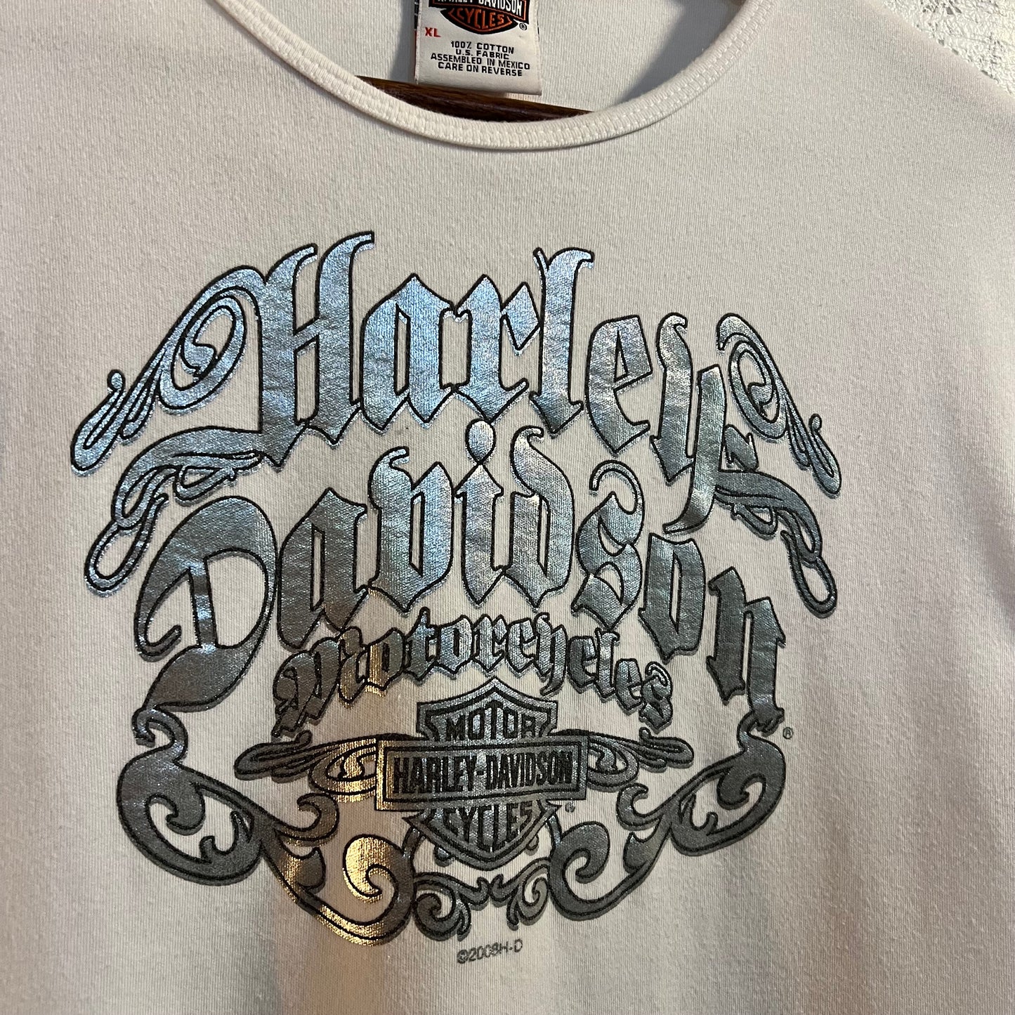 Vintage Y2K Harley Davidson Springfield, IL Women’s T-Shirt - Size XL - White/Silver