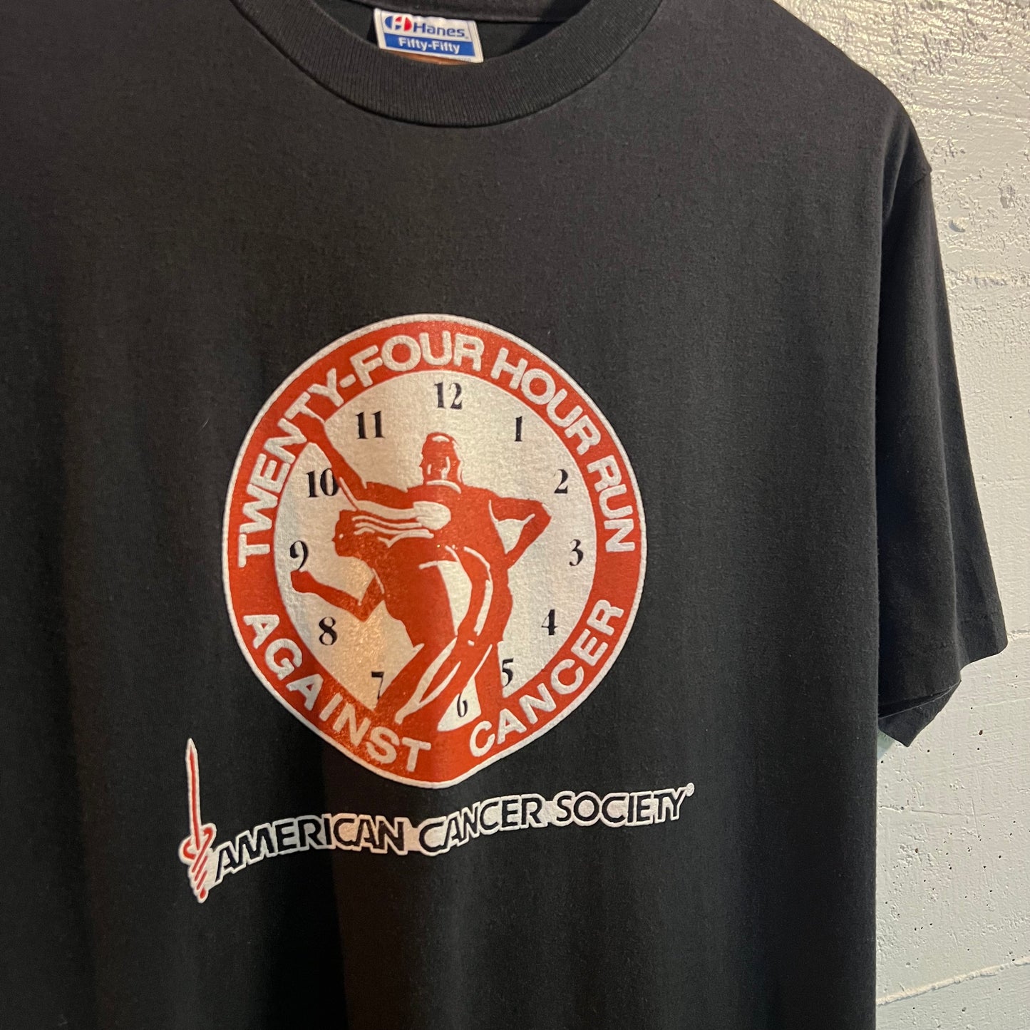 Vintage 90's American Cancer Society Marathon Single Stitch T-Shirt - Size Large - Made In USA - Black