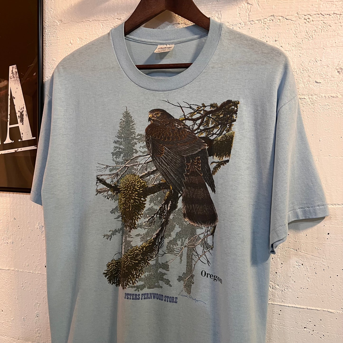 Vintage 1980's Bird's Of Prey Oregon Single Stitch T-Shirt - Size XL - Made In USA - Light Blue