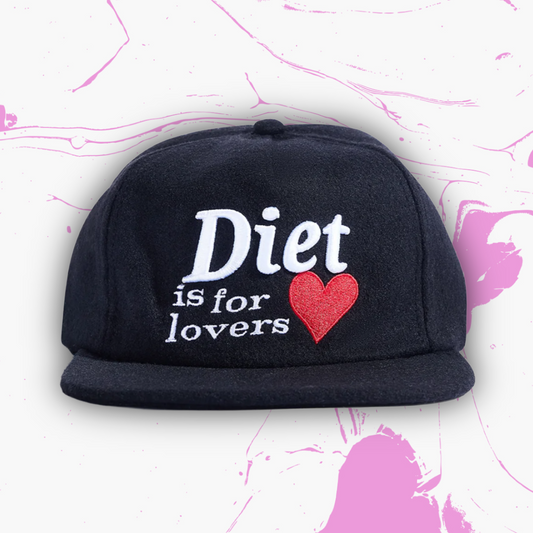 *New* Diet Starts Monday  'Diet is For Lovers' Wool Strap Back Hat - O/S - Black