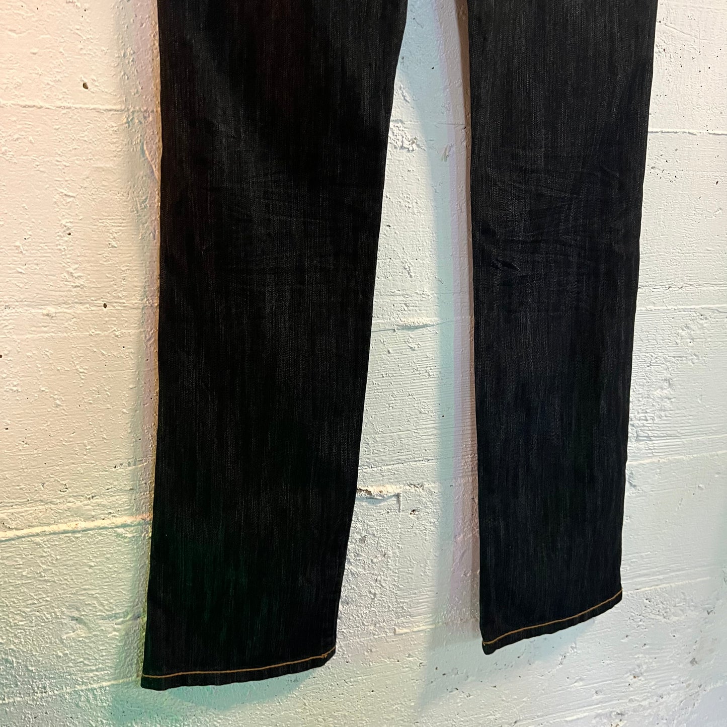 Vintage Y2K Coogi Embroidered Dark Wash Slim Fit Denim Jeans - Size 32"x 35" - Dark Raw Indigo/Multi