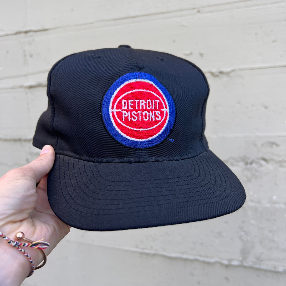 Vintage 90's Detroit Pistons Embroidered Snapback Hat - O/S - Black/Blue/Red/White