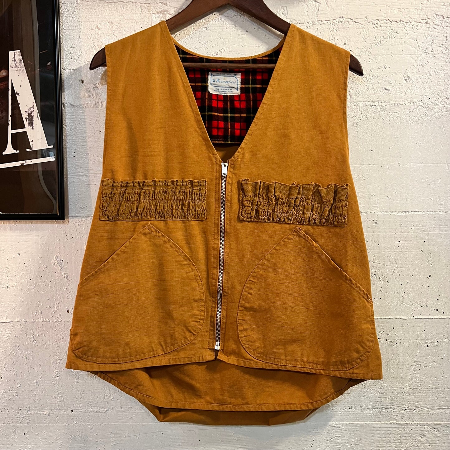 Vintage 1950's Western Field By Montgomery Ward Canvas Hunting Vest - Size Medium - Made In Japan -