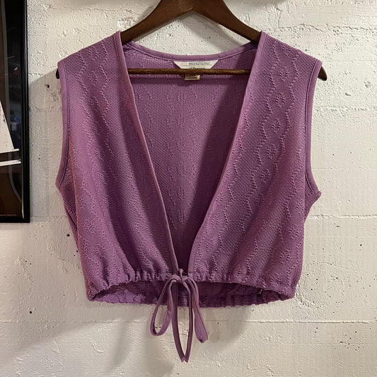 Vintage 1970’s JCPenney Knitted Sweater Cardigan Vest - Size L/XL (14) - Made In USA - Lavender Purple