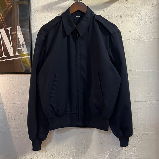 Vintage 1980's USAF Chin Strap Flight Jacket - Size Large (Short) - Made In USA - Navy Blue - (57-MBS-08-10-88)