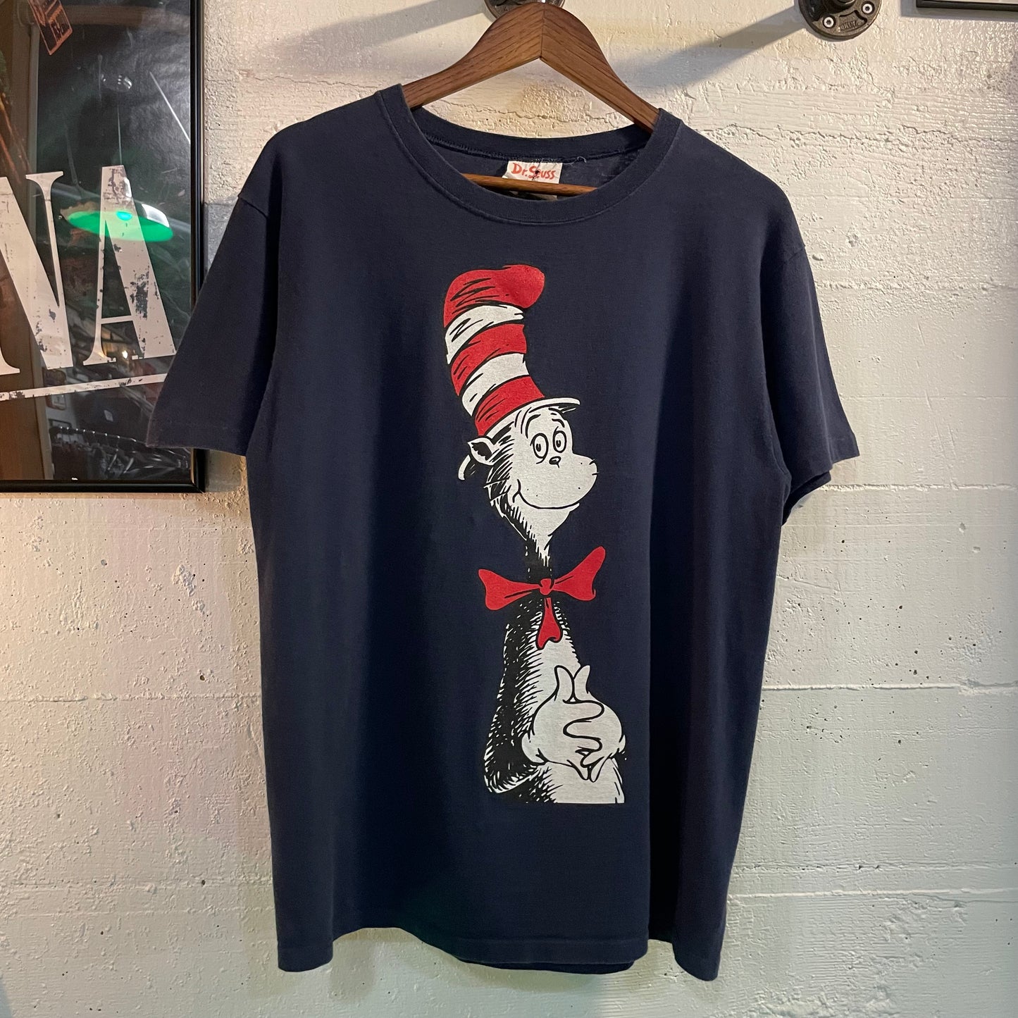 Vintage 90's Dr. Seuss The Cat In The Hat Graphic T-Shirt - Size Small - Made In USA - Navy