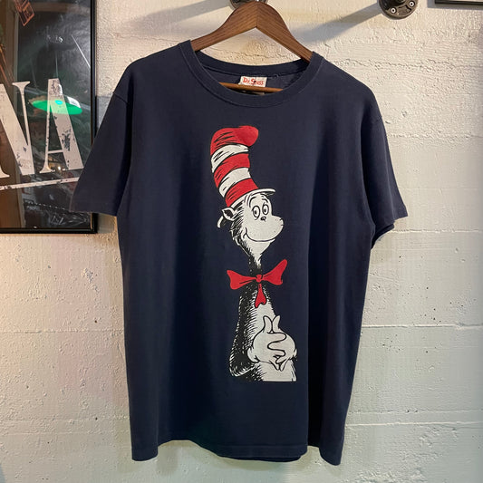 Vintage 90's Dr. Seuss The Cat In The Hat Graphic T-Shirt - Size Small - Made In USA - Navy