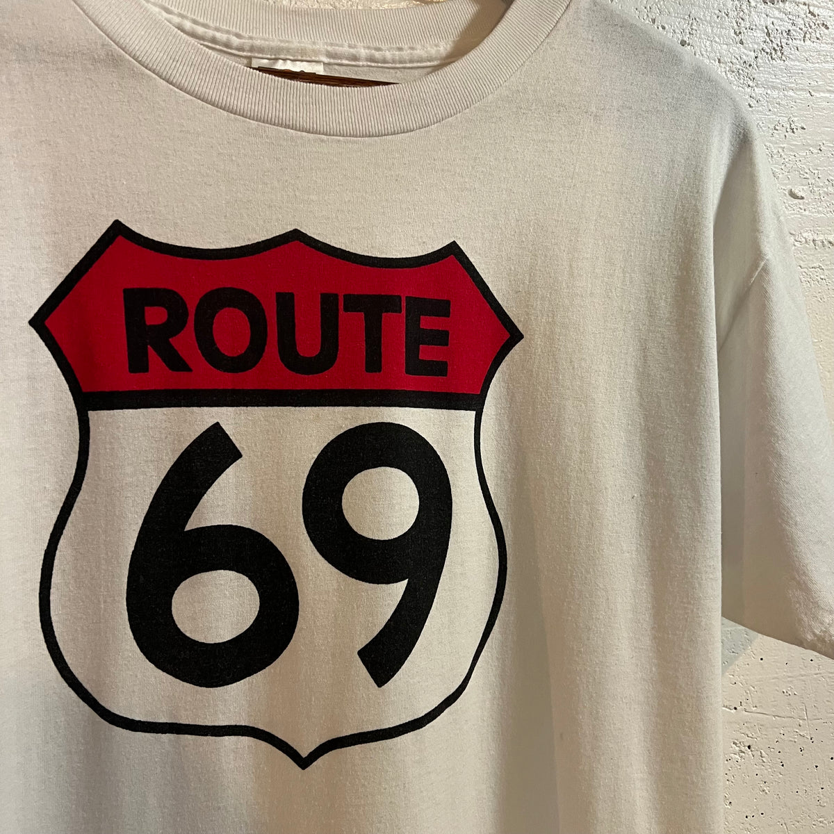 Vintage 90’s Funny Route 69 Graphic T-Shirt - Size Large - White/Black/Red