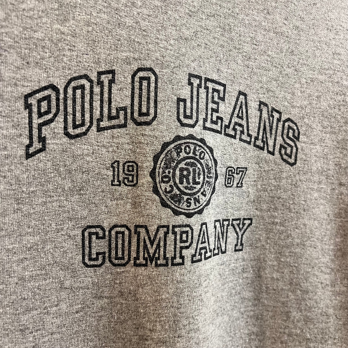 Vintage 90’s Ralph Lauren Polo Jeans Co. Crewneck Sweatshirt - Size Youth Small - Made In USA - Heather Grey/Black
