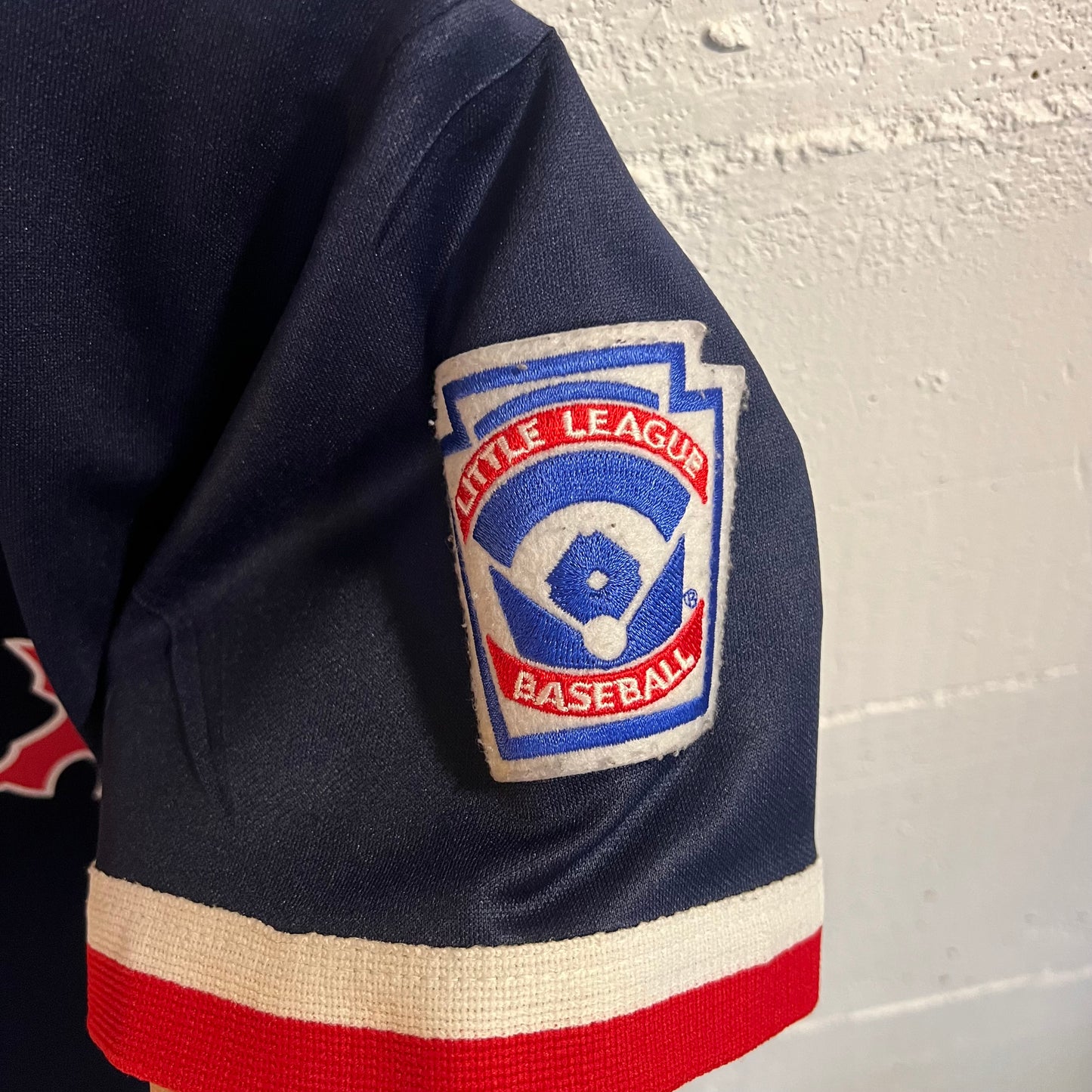 Vintage Majestic Red Sox Little League Baseball Jersey - Size Small - Navy/Red/White