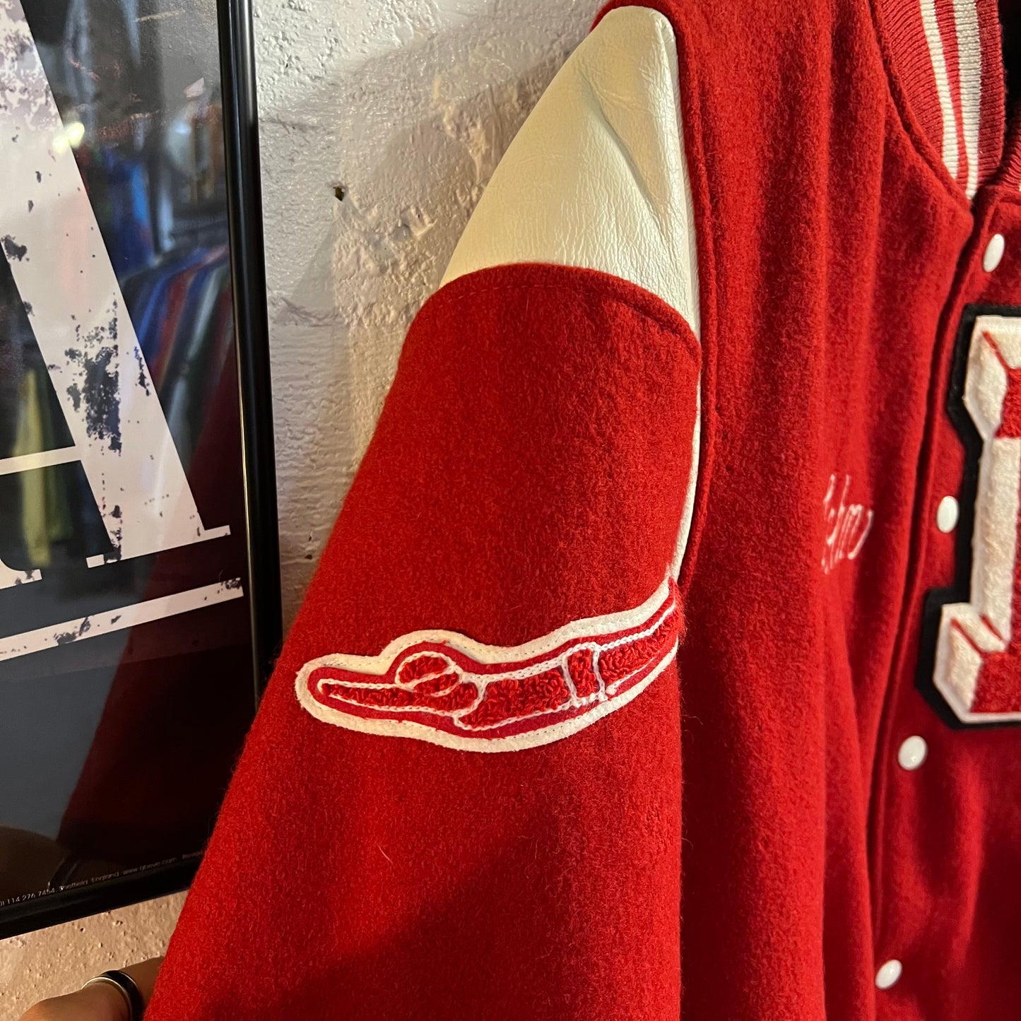 Vintage 2003 Holloway Wool & Leather Varsity Letterman Jacket - Size XL - Made In USA - Red/White