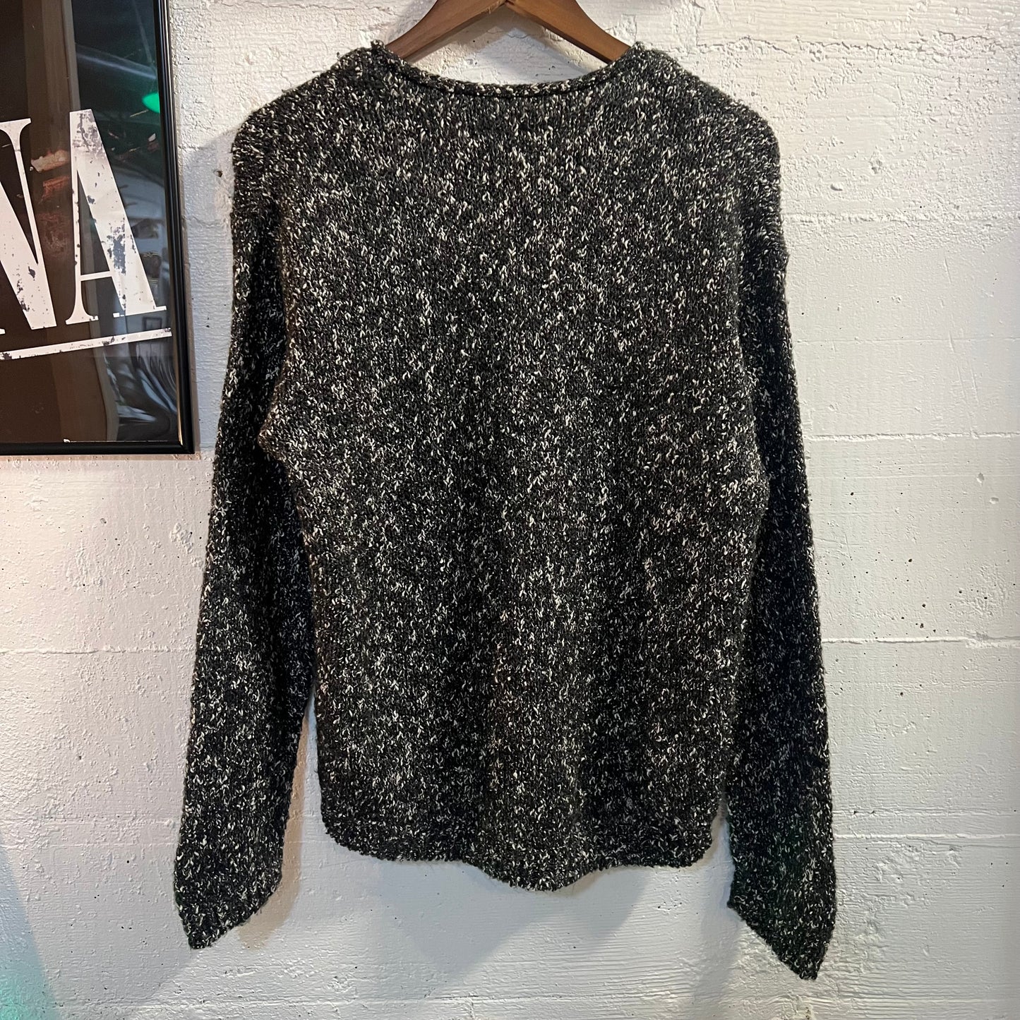 Vintage Alps Women’s V-Neck Sweater - Size Large - Made In USA - Black/White