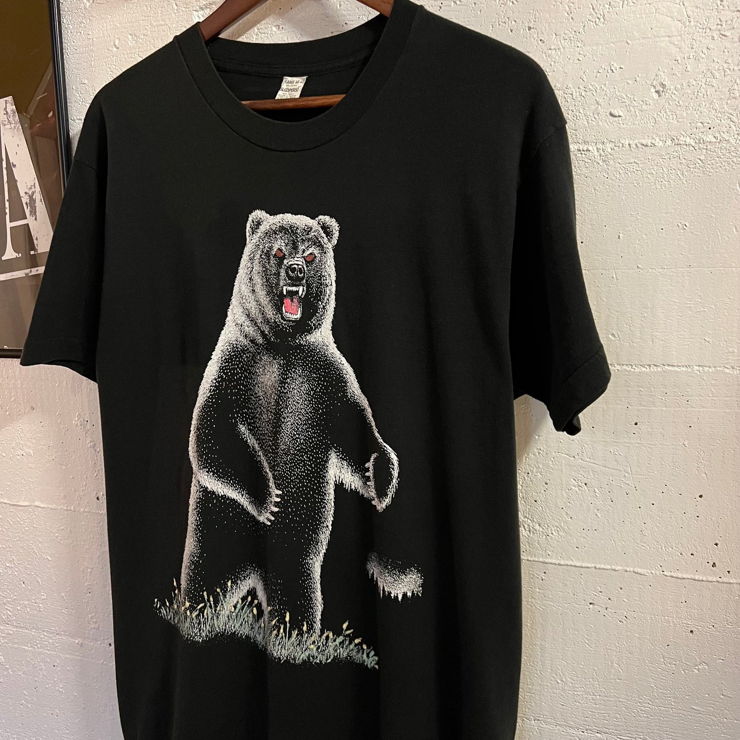 Vintage 80’s Wildlife Angry Bear Graphic Single Stitch T-Shirt - Size XL - Made In USA - Black/White/Multi