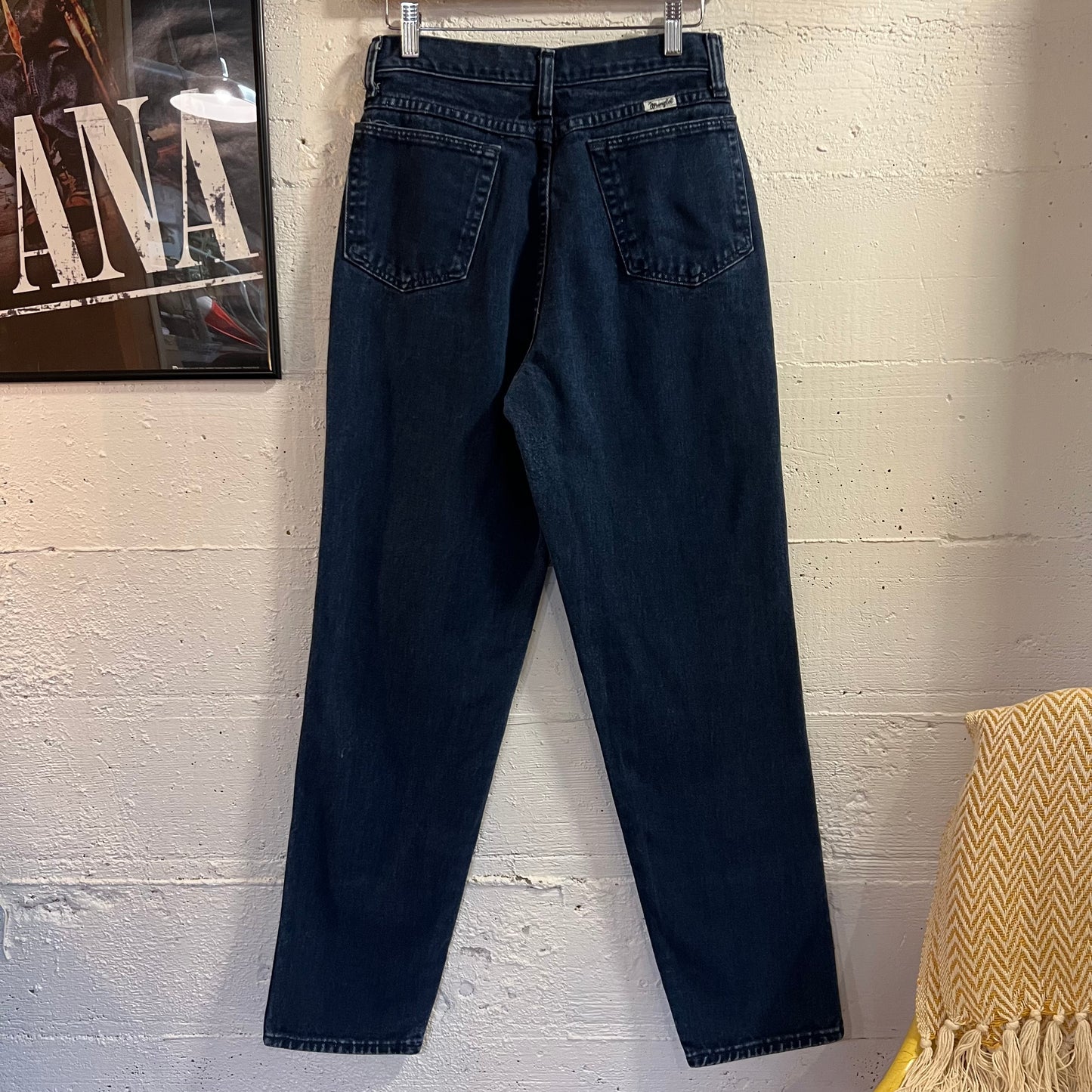 Vintage 80's/90's Wrangler Women's Exposed Button Fly High Waisted Jeans - Size (7) 27"x30.5" - Made In USA - Deep Indigo - 26WMSAB