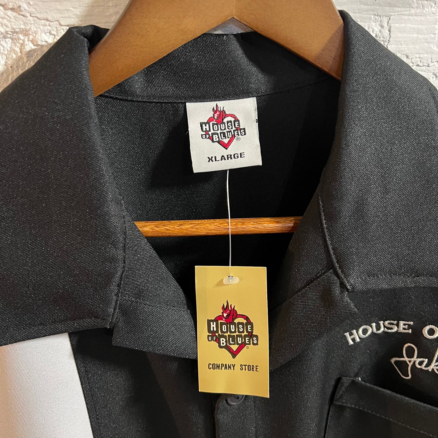 Vintage New Deadstock House of Blues 'The Blues Brothers' Embroidered Bowling Shirt - Size XL - Rayon/Poly Blend