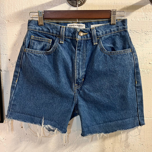 American Apparel High Waisted Denim Cutoff Shorts - Size 27 - Medium Dark Wash