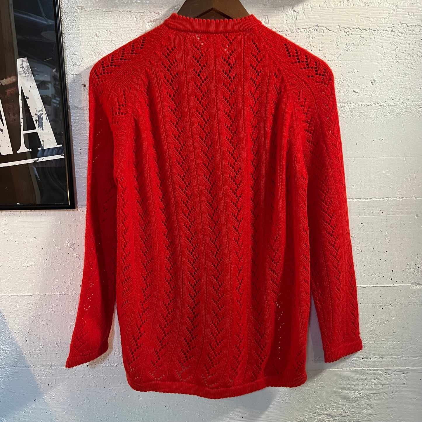 Vintage 1960's Sears Knit Acrylic Cardigan Sweater - Size Medium - Red
