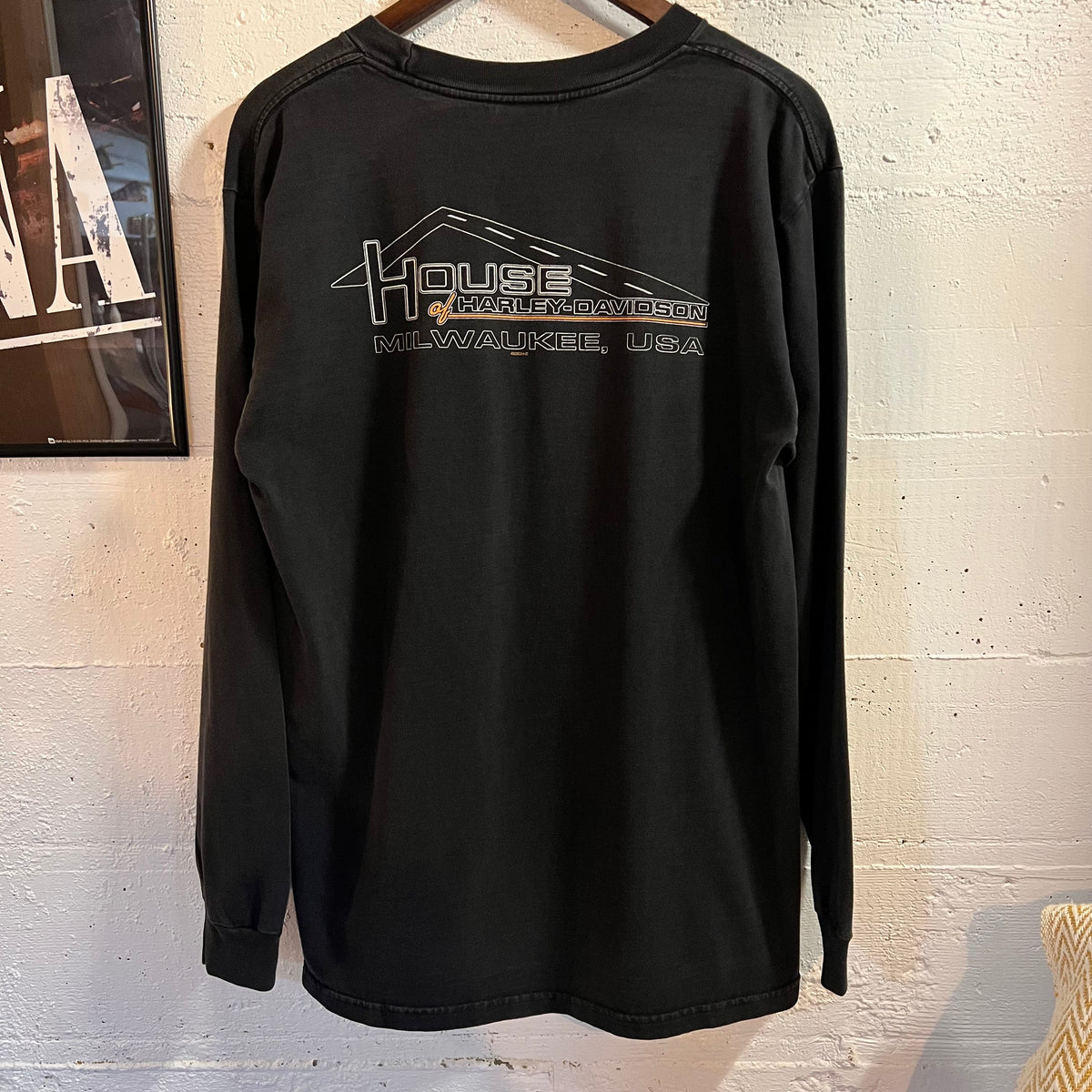 Vintage 2003 Harley Davidson Milwaukee, Wisconsin Graphic Long Sleeve T-Shirt - Size Large - Made In USA - Black/Multi