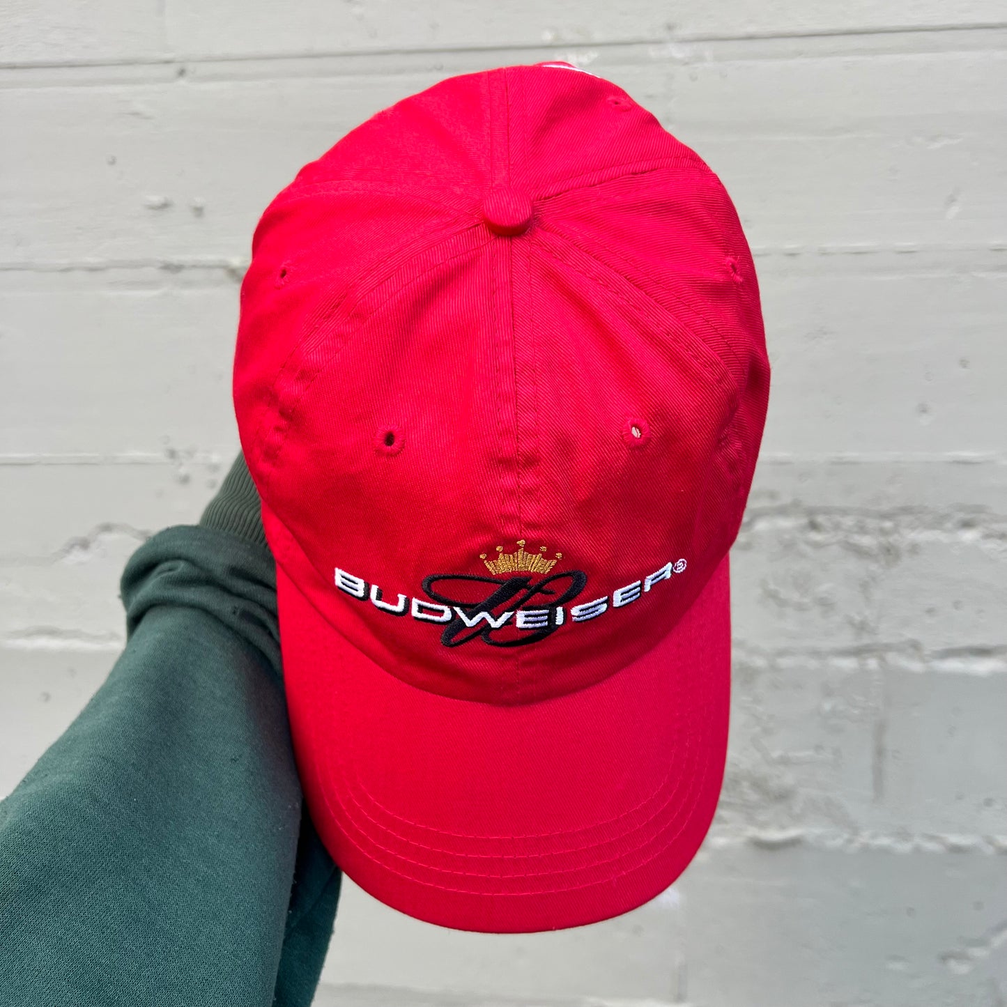 Vintage 2005 Budweiser Script 6-Panel Embroidered Dad Hat - O/S - Red/Black/White