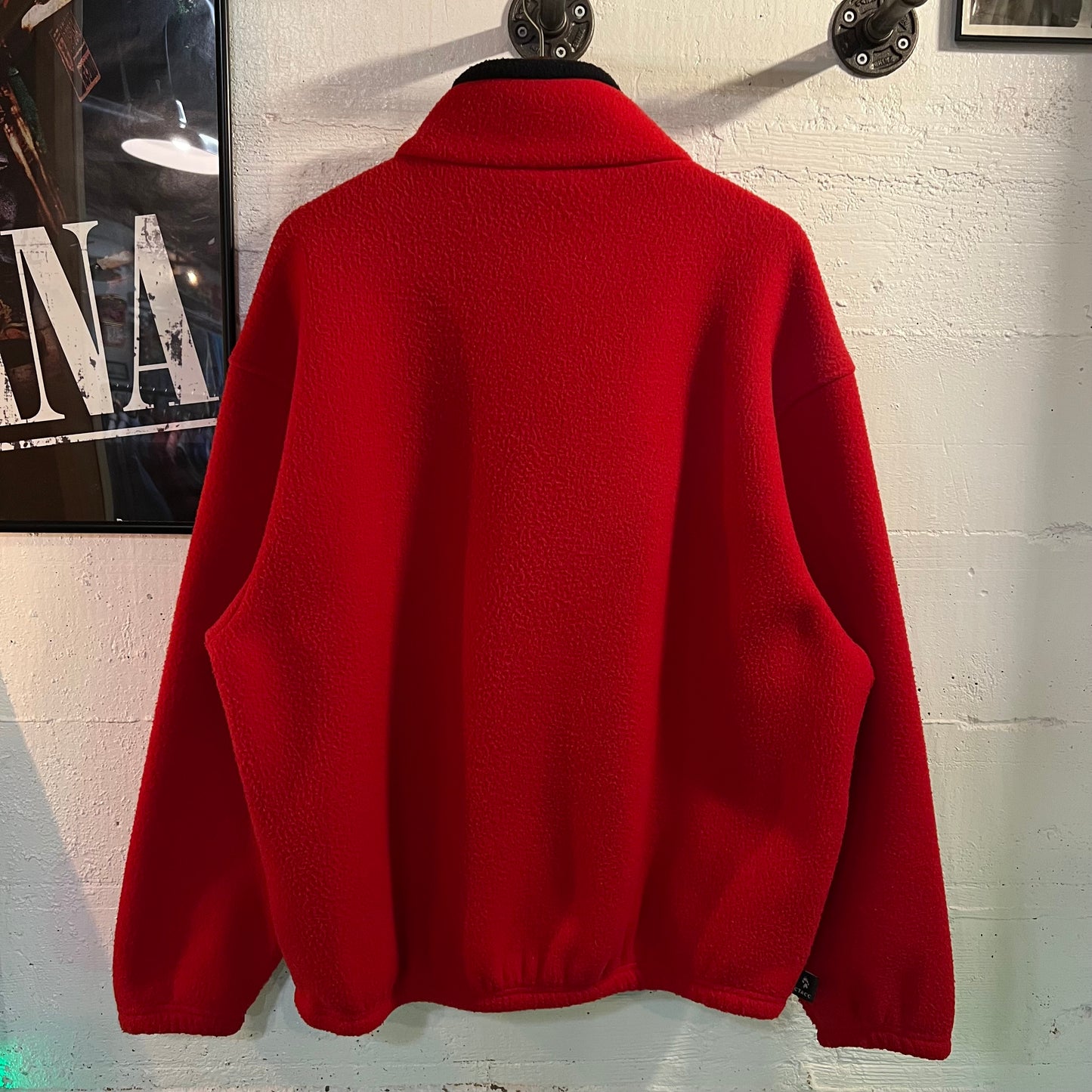 Vintage 90's Embroidered Seaside Quarter Zip Fleece Jacket - Size XL - Made In USA - Red/Black