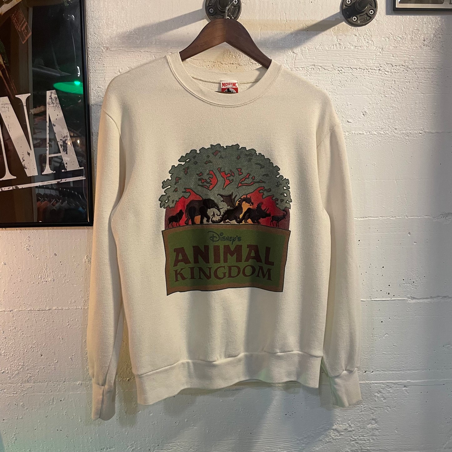 Vintage 90’s Disney’s Animal Kingdom Crewneck Sweatshirt - Size Medium - Made In USA - White/Multicolor