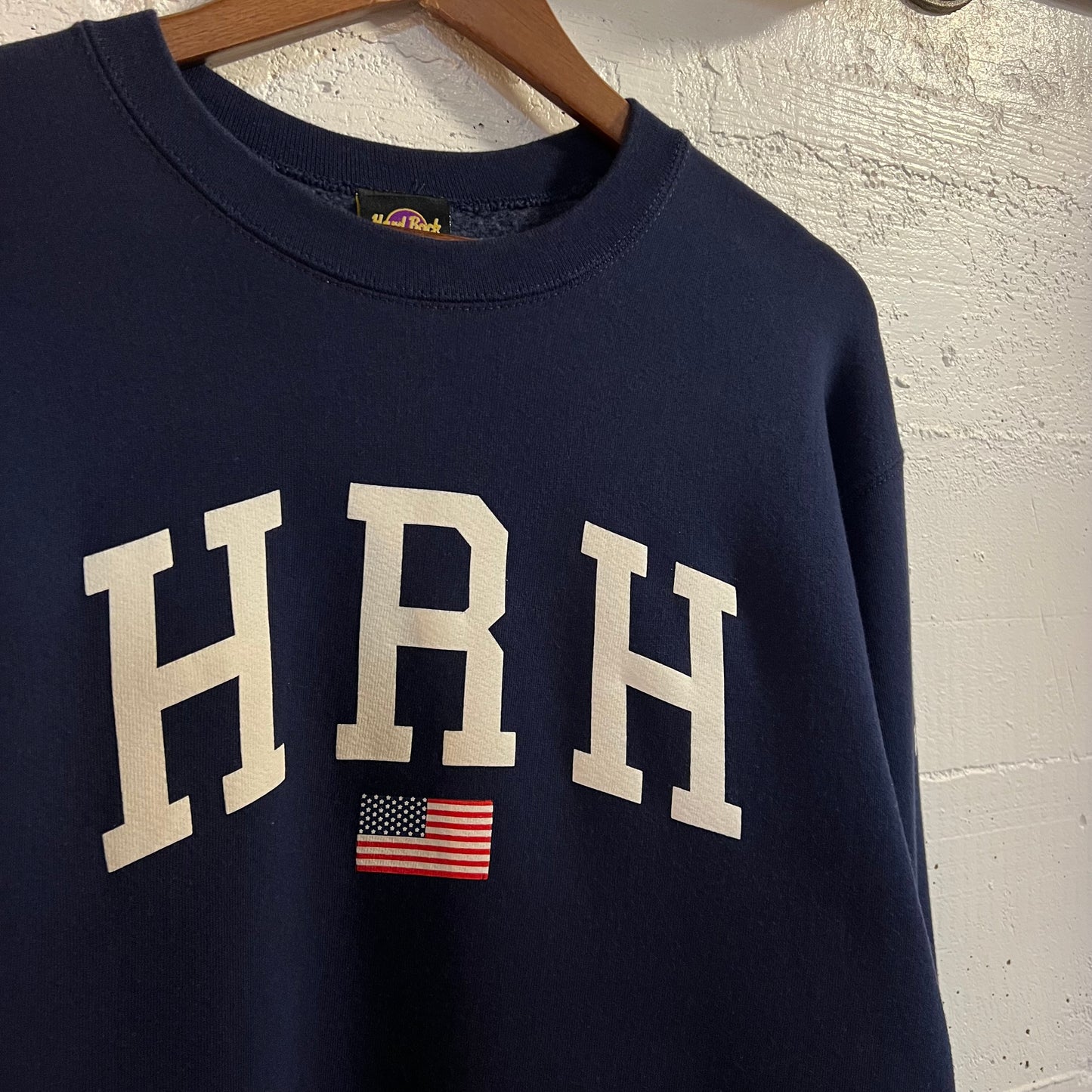 Vintage 90’s Hard Rock Hotel Las Vegas Crewneck Sweatshirt - Size Large - Made In USA - Navy/White