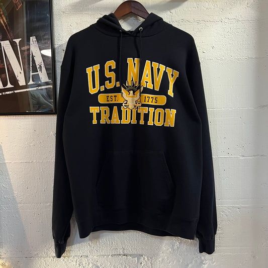 Vintage 2000’s Champion U.S. Navy Tradition Hoodie Sweatshirt - Size Large - Navy/Yellow/White