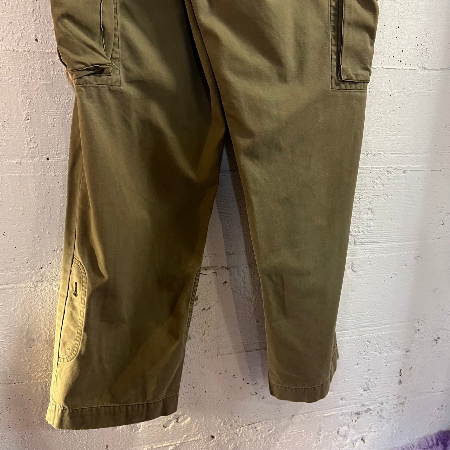 Vintage 90's Polo Ralph Lauren Multi Pocket Olive Drab Cotton Roll-Up Cargo Pants - Size 34" x 32" - Olive Drab