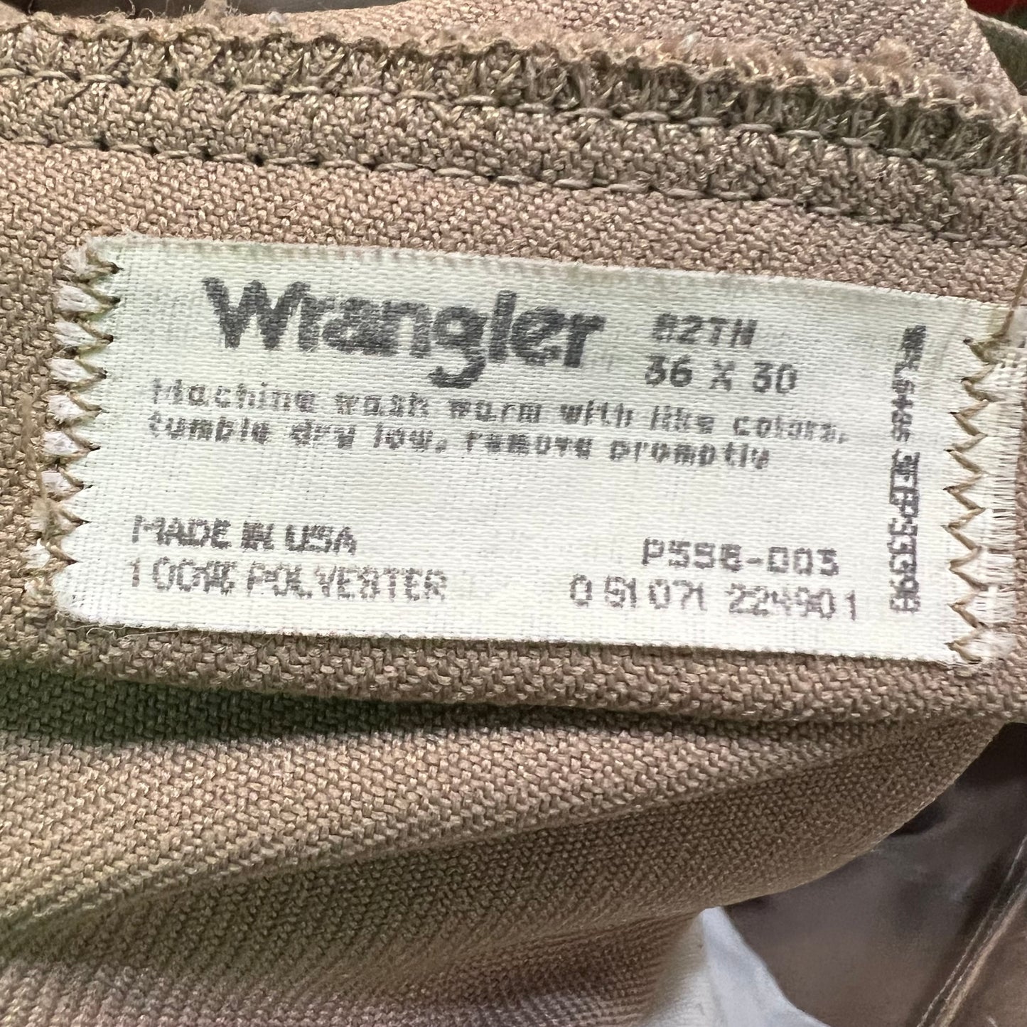 Vintage Wrangler Wrancher Dress Jean - Size 36" x 27.5" - Made In USA - Tan/Khaki