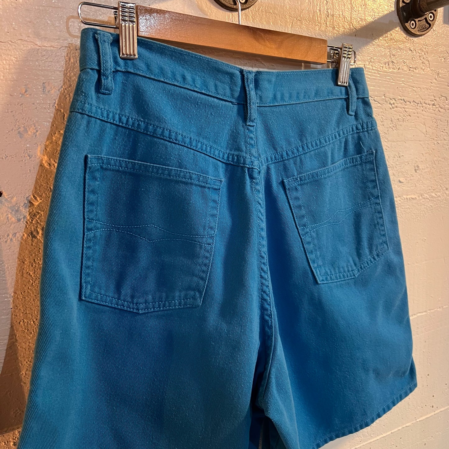 Vintage Bugle Boy Classics High Waisted Denim Shorts - Size W28"/L7" (12) - Turquoise