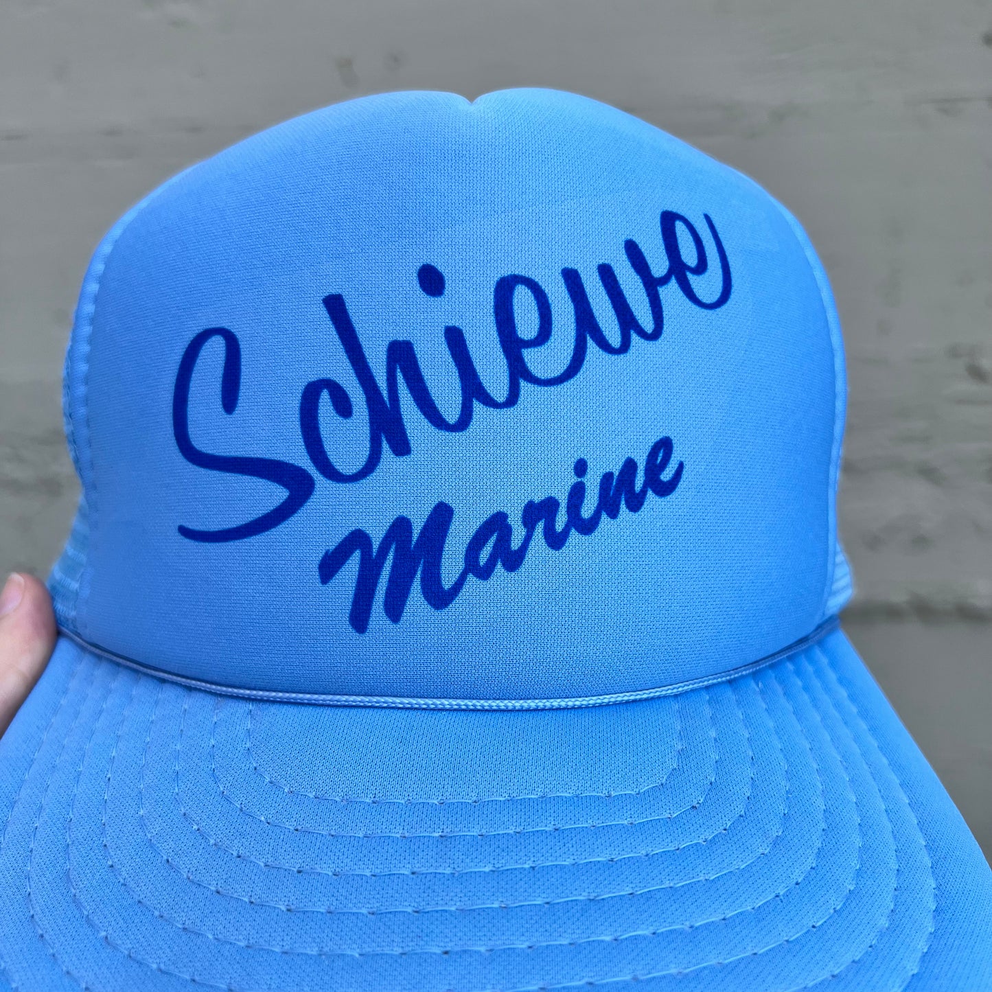 Vintage Schiewe Marine Mesh Snapback Hat - One Size - Blue