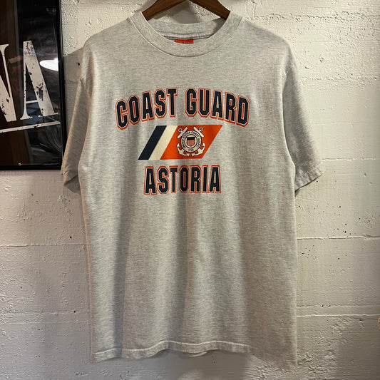 Vintage 90’s U.S. Coast Guard Astoria, OR Graphic T-Shirt - Size Large - Made In USA - Heather Grey/Navy/Orange/White