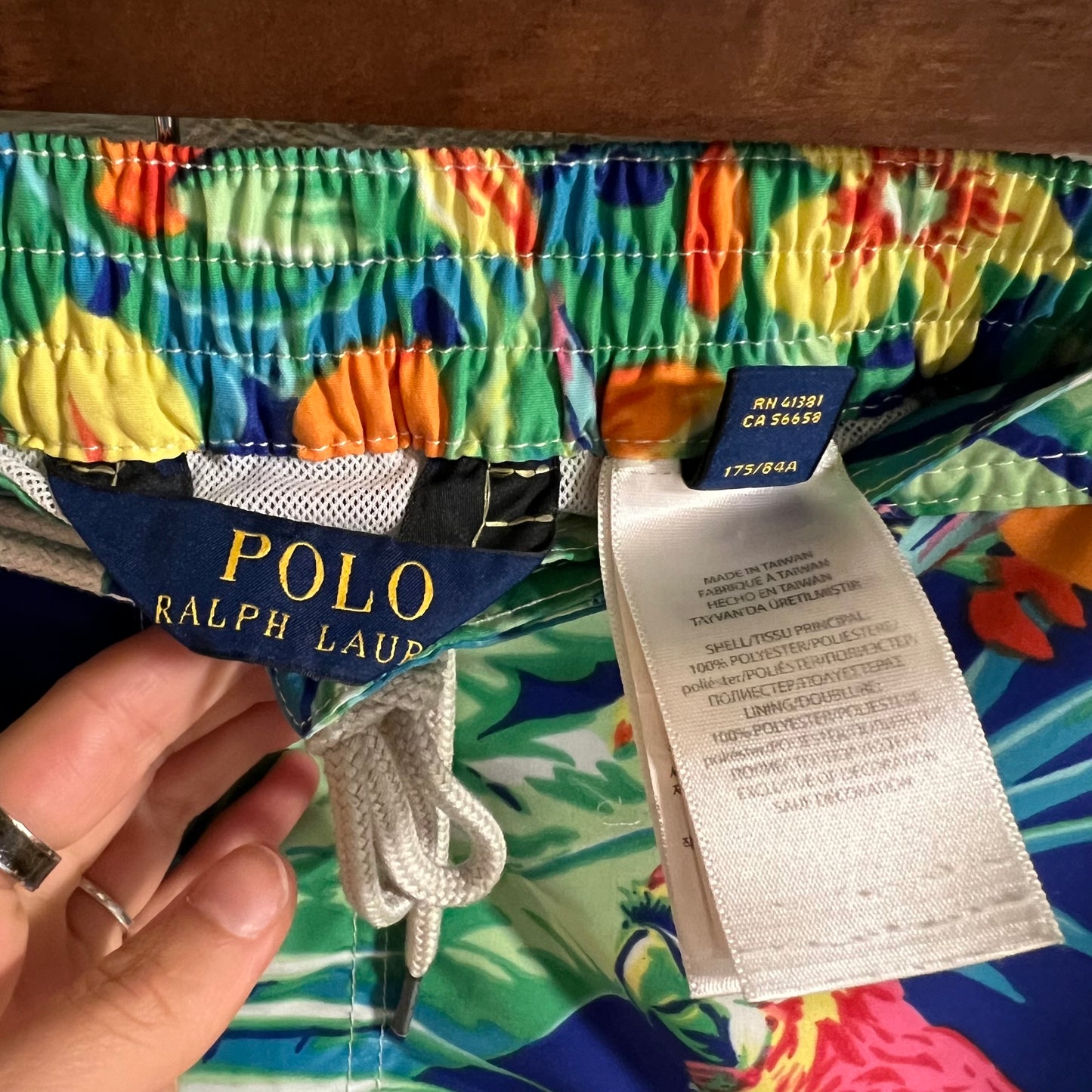 Polo Ralph Lauren Swimwear Tropical Print Swim Trunks - Size Medium - Blue/Multi