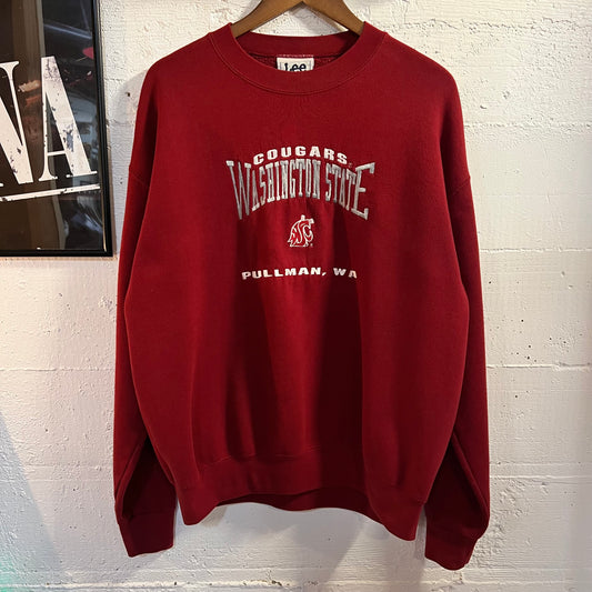 Vintage 90's WSU Cougars Embroidered Crewneck Sweatshirt - Size Large - Made In USA - Nutmeg Mills