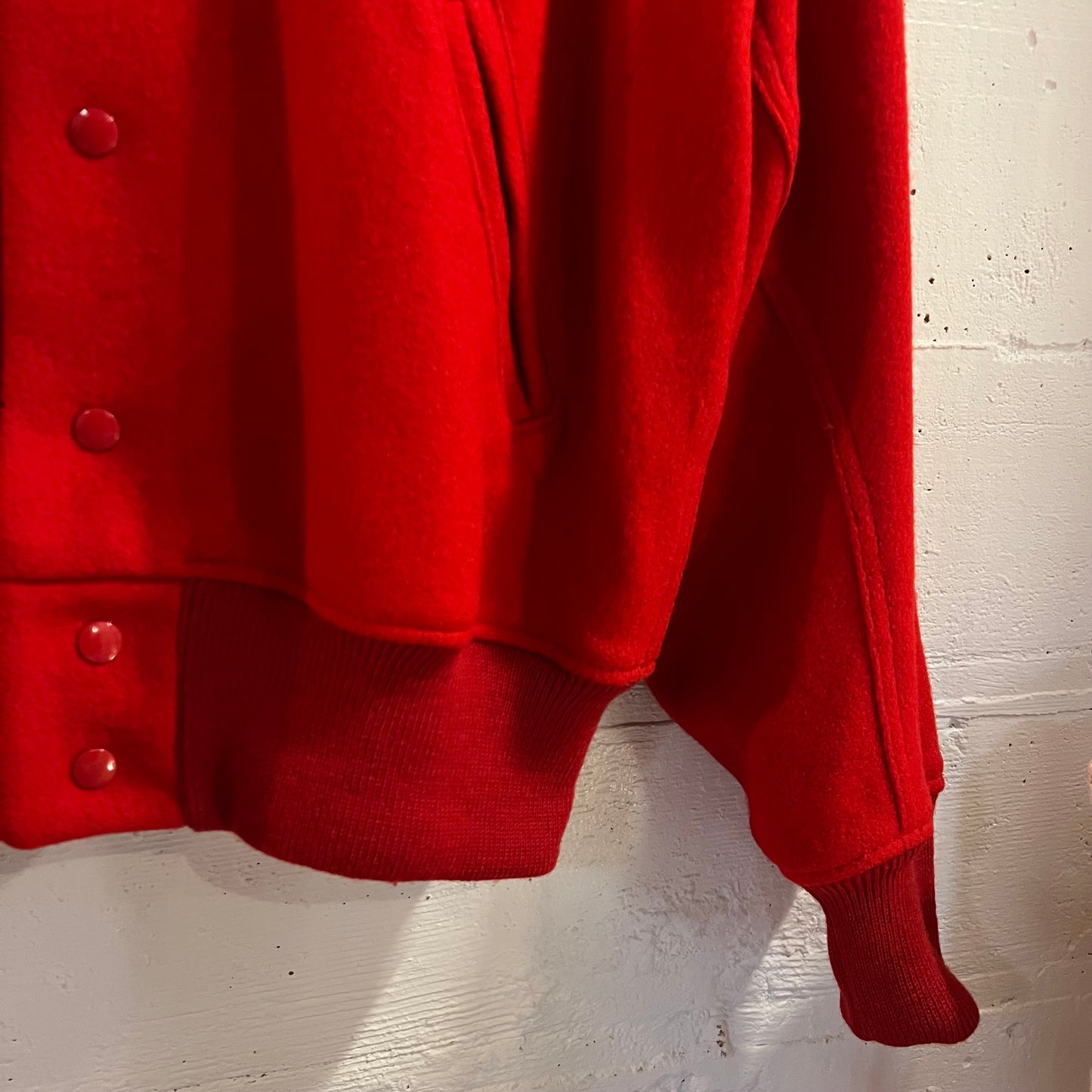 Vintage 1960's Whiting Los Angeles Wool Varsity Bomber Jacket - Size 48 (XL) - Made In USA - Red/Red/Red