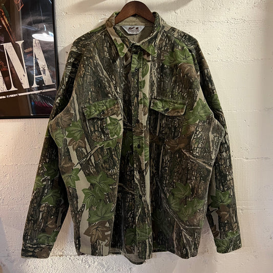 Vintage 1980's The Sportsman's Guide Rebark Tree Camouflage Chamois - Size XL - Made In USA - Tree Camo