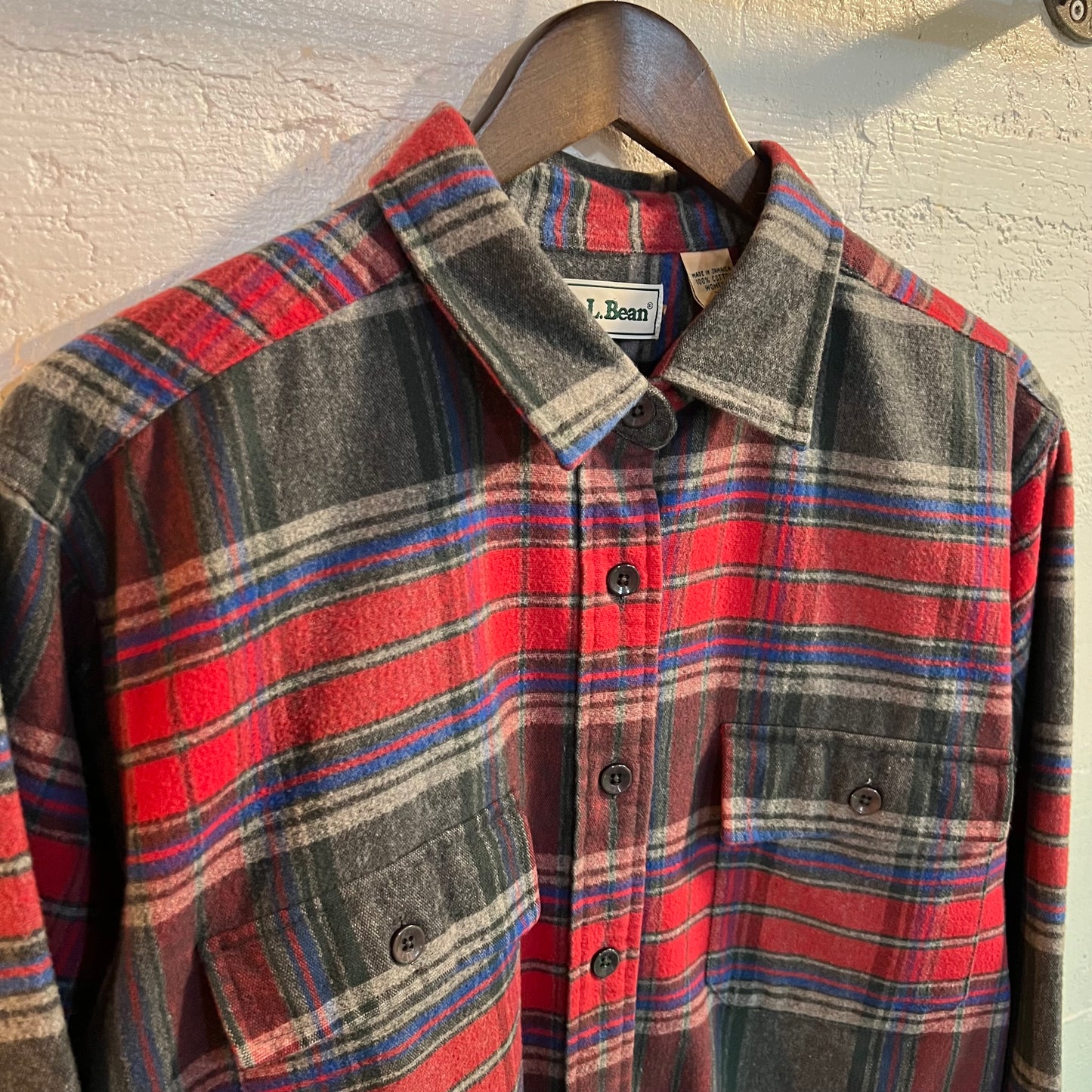 Vintage 90's L.L. Bean Plaid Flannel Shirt - Size XL - Red/Blue/Gray